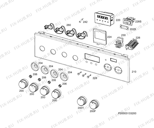 Взрыв-схема плиты (духовки) Electrolux EKK54957OX - Схема узла Command panel 037